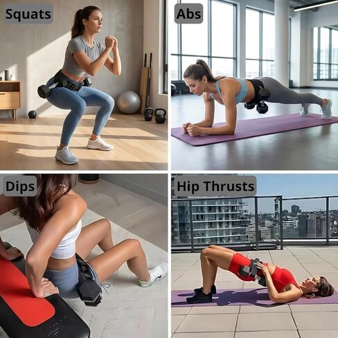 Dumbbell Hip Thrust Belt - Glute Bridge Strap - Lower Body Workout Equipment - Weight Pads Support - Home Gym Accessories Women Men - Squat Dip Pull Up Training Fitness Tool Adjustable Nylon Chain in Saudi Arabia