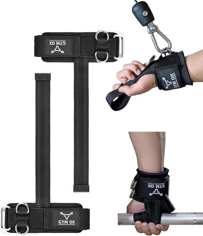 2-in-1 Weight Lifting Straps with D Ring, 7mm Neoprene Padded Wrist Support for Men & Women, Heavy Duty Gym Wrist Straps & Cable Machine Attachment for Gym, Powerlifting, Rows, Pull-ups in Saudi Arabia