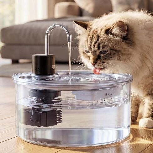 الزجاج اللاسلكي للقطط المائية - 108 أوقية/3.2L أوتوماتيكي فائق القطط ماء من النافورة اللاسلكية ، بطارية زجاجية تعمل بالبطارية الزجاجية موزع مياه قابلة للشحن للقطط ، جرو ، حيوانات أليفة متعددة in Kuwait