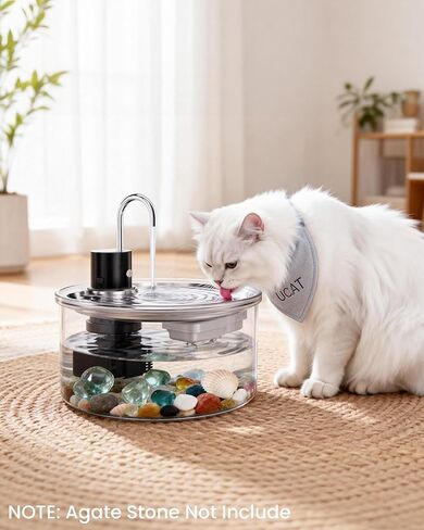 الزجاج اللاسلكي للقطط المائية - 108 أوقية/3.2L أوتوماتيكي فائق القطط ماء من النافورة اللاسلكية ، بطارية زجاجية تعمل بالبطارية الزجاجية موزع مياه قابلة للشحن للقطط ، جرو ، حيوانات أليفة متعددة in Kuwait