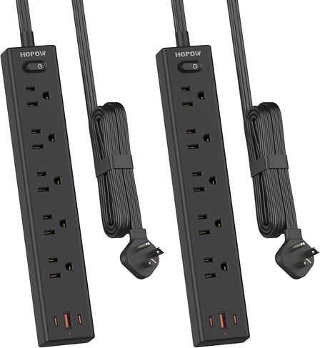 2 Prong Power Strip, 2 to 3 Prong Outlet Adapter with Polarized Plug, 1700J Surge Protector, 6ft Two Prong Extension Cord, 5 AC Outlets & 3 USB(5V 3.4A Max), Wall Mount for Non-Grounded Outlet in Saudi Arabia