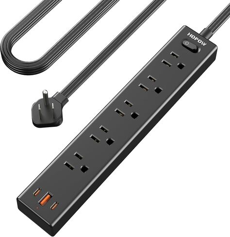 2 Prong Power Strip, 2 to 3 Prong Outlet Adapter with Polarized Plug, 1700J Surge Protector, 6ft Two Prong Extension Cord, 5 AC Outlets & 3 USB(5V 3.4A Max), Wall Mount for Non-Grounded Outlet in Saudi Arabia