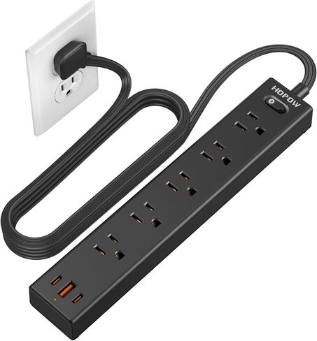 2 Prong Power Strip, 2 to 3 Prong Outlet Adapter with Polarized Plug, 1700J Surge Protector, 6ft Two Prong Extension Cord, 5 AC Outlets & 3 USB(5V 3.4A Max), Wall Mount for Non-Grounded Outlet in Saudi Arabia