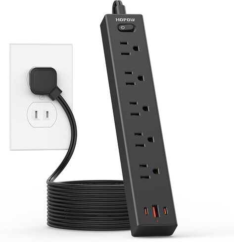 2 Prong Power Strip, 2 to 3 Prong Outlet Adapter with Polarized Plug, 1700J Surge Protector, 6ft Two Prong Extension Cord, 5 AC Outlets & 3 USB(5V 3.4A Max), Wall Mount for Non-Grounded Outlet in Kuwait
