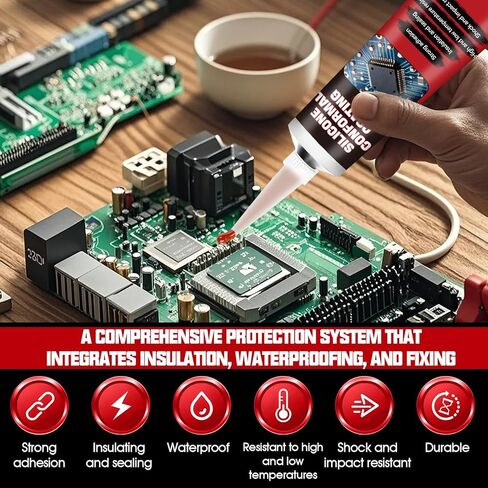 1.5oz Conformal Coating for Electronics, Silicone Conformal Coating Insulating Sealant, Waterproof, Dustproof and Moisture-Proof, Suitable for Circuit Boards, Electrical Control Boards and LED Lights in Kuwait