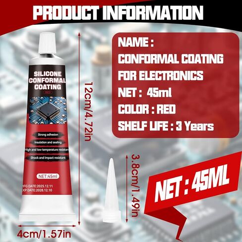 1.5oz Conformal Coating for Electronics, Silicone Conformal Coating Insulating Sealant, Waterproof, Dustproof and Moisture-Proof, Suitable for Circuit Boards, Electrical Control Boards and LED Lights in Kuwait