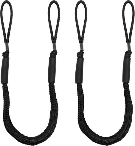 NewDoar 2 Pack Bungee Dock Lines Mooring Rope 2200LBS Boat Dock Anchor Line with Side Foam Floats for Sailboat, PWC, Kayak, Wooden Boat,Surfboard, Watercraft Accessories(4FT,Black) in Saudi Arabia