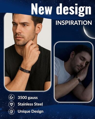 سوار RainSo المغناطيسي للرجال، كماشة العقرب، سوار من الفولاذ المقاوم للصدأ من الخشب المغناطيسي بثلاثة صفوف، يأتي مع أداة إزالة الارتباط المجانية وصندوق هدايا المجوهرات - (أسود وأحمر) in Kuwait