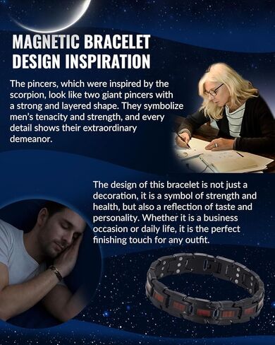 سوار RainSo المغناطيسي للرجال، كماشة العقرب، سوار من الفولاذ المقاوم للصدأ من الخشب المغناطيسي بثلاثة صفوف، يأتي مع أداة إزالة الارتباط المجانية وصندوق هدايا المجوهرات - (أسود وأحمر) in Kuwait