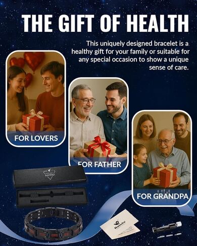 سوار RainSo المغناطيسي للرجال، كماشة العقرب، سوار من الفولاذ المقاوم للصدأ من الخشب المغناطيسي بثلاثة صفوف، يأتي مع أداة إزالة الارتباط المجانية وصندوق هدايا المجوهرات - (أسود وأحمر) in Kuwait