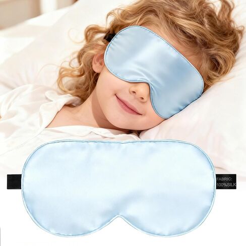 Silk Sleep Eye Mask for Kids, 100% Real Natural Pure Silk Sleeping Masks, Blindfold Sleep Eye Cover with Adjustable Strap, Soft & Lightweight Night Eyeshade for Boys Girls Teens (Pink) in Saudi Arabia
