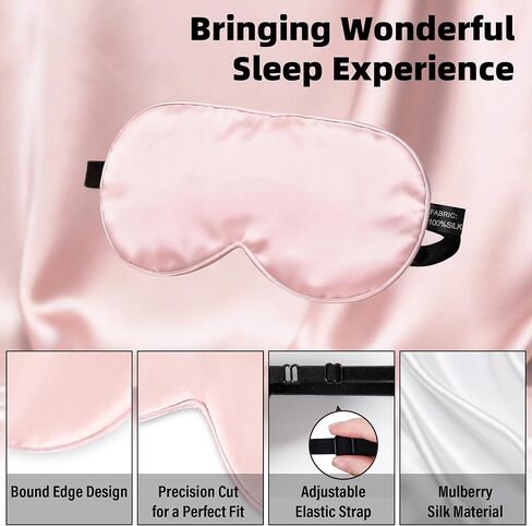 Silk Sleep Eye Mask for Kids, 100% Real Natural Pure Silk Sleeping Masks, Blindfold Sleep Eye Cover with Adjustable Strap, Soft & Lightweight Night Eyeshade for Boys Girls Teens (Pink) in Saudi Arabia