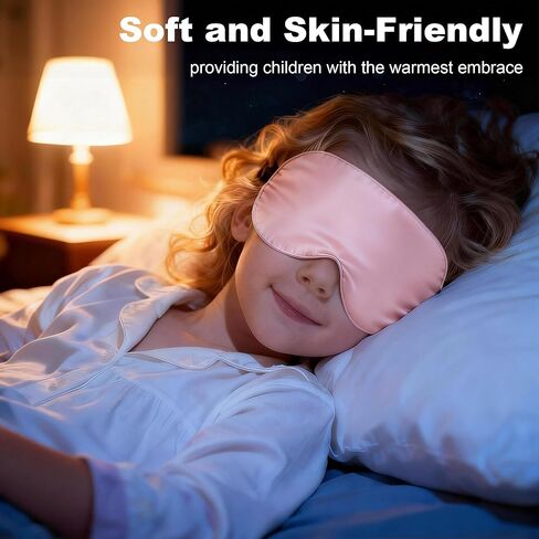 Silk Sleep Eye Mask for Kids, 100% Real Natural Pure Silk Sleeping Masks, Blindfold Sleep Eye Cover with Adjustable Strap, Soft & Lightweight Night Eyeshade for Boys Girls Teens (Pink) in Saudi Arabia