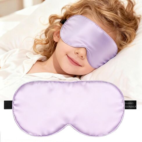 Silk Sleep Eye Mask for Kids, 100% Real Natural Pure Silk Sleeping Masks, Blindfold Sleep Eye Cover with Adjustable Strap, Soft & Lightweight Night Eyeshade for Boys Girls Teens (Pink) in Saudi Arabia