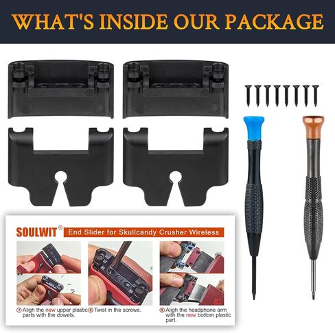 Soulwit Cover Side Side Slider for Skullcandy Crusher Wireless Headones ، End Caps Replacement Kit Accessories - Black in Saudi Arabia