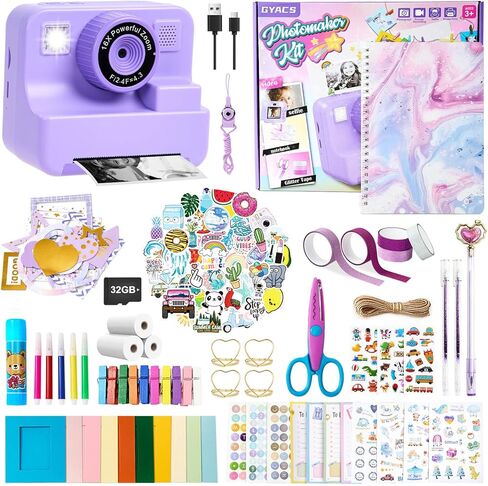 Kids Camera Instant Print, 1080P Selfie Video Camera with DIY Journal Kit – 200+ Accessories, Christmas & Birthday Gifts for Girls & Boys Ages 3-12 (Pink) in Saudi Arabia