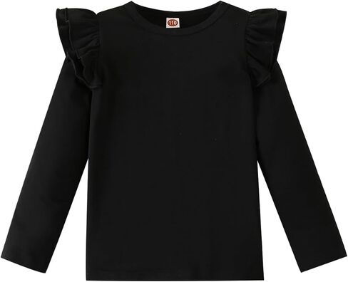 12m-7y طفل طفل رضيع فتيات الكشكش قميص عادي سهل الصلبة tshirt Top Blouse Kids Discal in Kuwait