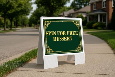 Spin For Free Dessert St. Patrick'S Day Irish Clover Fancy Gold Up Arrows A-Frame Single Sided 23x23 in. sign in Saudi Arabia