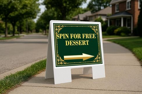 Spin For Free Dessert St. Patrick'S Day Irish Clover Fancy Gold Up Arrows A-Frame Single Sided 23x23 in. sign in Saudi Arabia