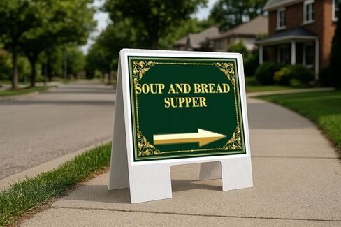 Soup And Bread Supper St. Patrick'S Day Irish Clover Fancy Gold Directional Arrows A-Frame Double Sided 23x23 in. sign in Saudi Arabia