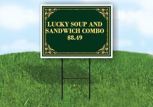 Lucky Soup And Sandwich Combo $8.49 St. Patrick'S Day Irish Clover Fancy Gold Up Arrows A-Frame Single Sided 23x23 in. sign in Kuwait