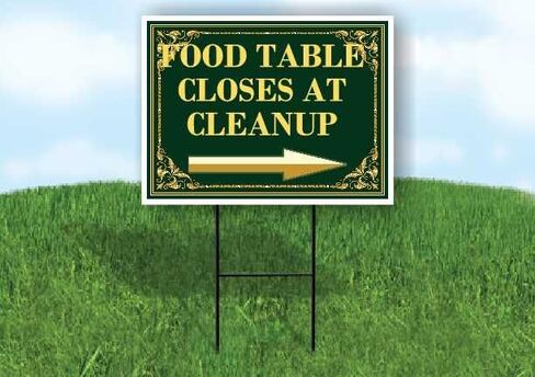 Food Table Closes At Cleanup St. Patrick'S Day Irish Clover Fancy Gold Up Arrows A-Frame Single Sided 23x23 in. sign in Kuwait