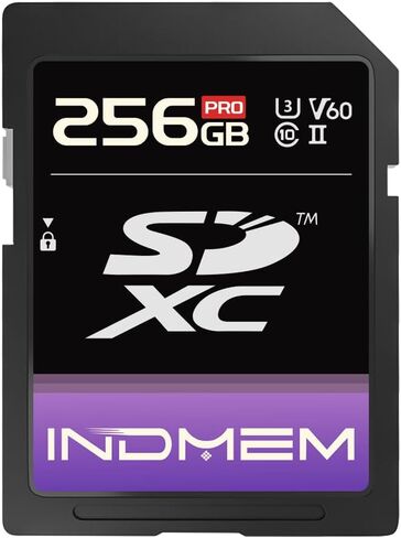 Indmem 64GB SD CARD UHS-II V60 U3 SDXC CARMED ، سرعة عالية ، اقرأ ما يصل إلى 280 ميجابايت/ثانية ، V60 بطاقات الذاكرة للكاميرا الاحترافية 4K/6K in Kuwait