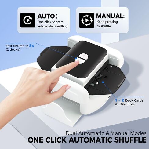 EJU Automatic Card Shuffler 2/1 Deck متوافق مع لعبة بطاقة Uno، أوراق اللعب، الكازينو، آلة البوكر القابلة لإعادة الشحن المتوافقة مع 5 تيجان، المرحلة 10، Mahjong، Skipbo، Blackjack، ليلة ألعاب هادئة للبالغين in Kuwait