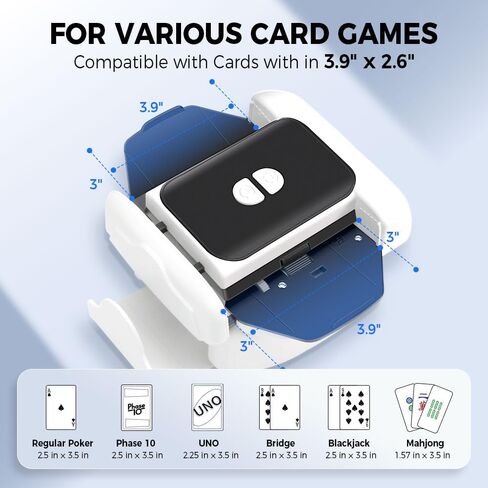 EJU Automatic Card Shuffler 2/1 Deck متوافق مع لعبة بطاقة Uno، أوراق اللعب، الكازينو، آلة البوكر القابلة لإعادة الشحن المتوافقة مع 5 تيجان، المرحلة 10، Mahjong، Skipbo، Blackjack، ليلة ألعاب هادئة للبالغين in Kuwait