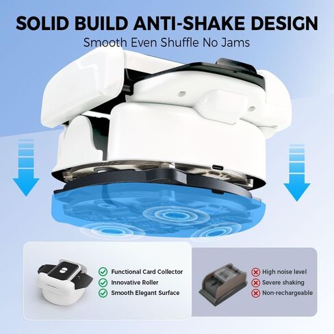 EJU Automatic Card Shuffler 2/1 Deck متوافق مع لعبة بطاقة Uno، أوراق اللعب، الكازينو، آلة البوكر القابلة لإعادة الشحن المتوافقة مع 5 تيجان، المرحلة 10، Mahjong، Skipbo، Blackjack، ليلة ألعاب هادئة للبالغين in Kuwait