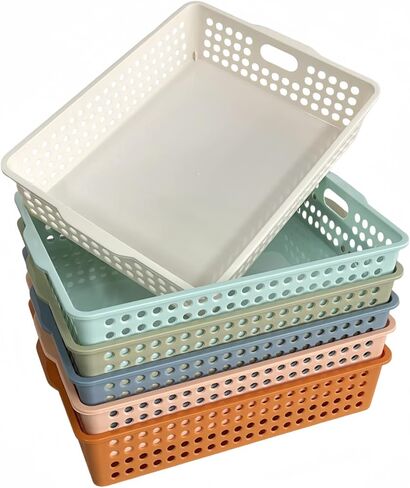 6 حزمة سلال ورق ملونة في الفصل الدراسي ، صينية تنظيم المكتب لأوراق A4 ، صناديق الورق البلاستيكية لتخزين الفصول الدراسية ، واتجه في صواني للمعلمين والطلاب ، وصواني غرفة مكتب المكتب (لون مشرق) in Kuwait