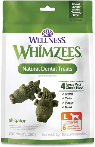 Wellness WHIMZEES Alligator Dog Dental Treats, Natural Chews, Small Size, (24 Count) in Saudi Arabia