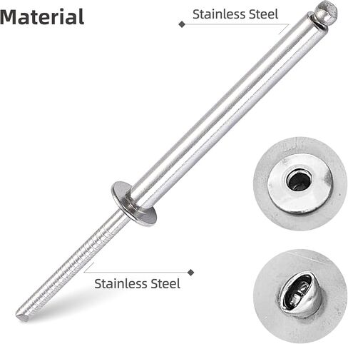20 قطعة من المسامير الطويلة جدًا المصنوعة من الفولاذ المقاوم للصدأ - قطر 1/4 بوصة، شديدة التحمل، مسامير عمياء مفتوحة النهاية، مقاومة للتآكل وقوة قص عالية (1/4 بوصة × 2 بوصة) in Kuwait