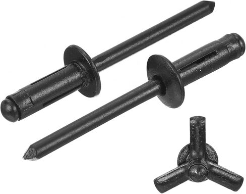 uxcell 100Pcs 3/16"x1/2" Aluminum Round Head Tri Grip Rivets, Tri Grip Rivets Assortment Bulb Style Rivets for DIY, Sheet Metal, Automotive Repairs, Furniture, Marine Boat (Black) in Saudi Arabia