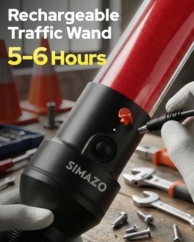 1 Pack 16 Inch Traffic Wand, Rechargeable Traffic Control Wand with 2 Flashing Modes, Multifunction Traffic Safety Baton for Airport, Parking, Car Directing in Saudi Arabia