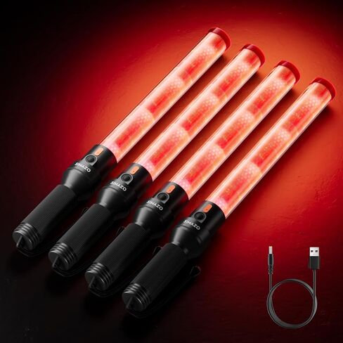 1 Pack 16 Inch Traffic Wand, Rechargeable Traffic Control Wand with 2 Flashing Modes, Multifunction Traffic Safety Baton for Airport, Parking, Car Directing in Saudi Arabia