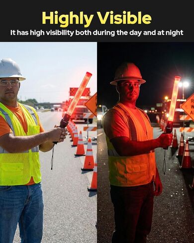 1 Pack 16 Inch Traffic Wand, Rechargeable Traffic Control Wand with 2 Flashing Modes, Multifunction Traffic Safety Baton for Airport, Parking, Car Directing in Saudi Arabia