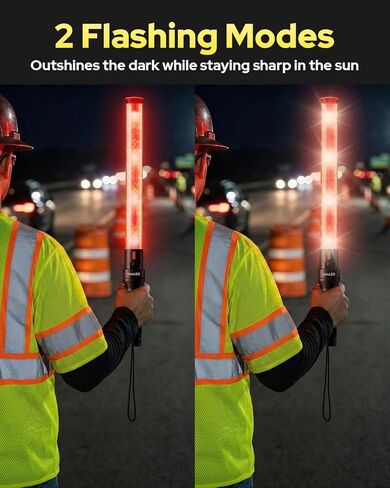 1 Pack 16 Inch Traffic Wand, Rechargeable Traffic Control Wand with 2 Flashing Modes, Multifunction Traffic Safety Baton for Airport, Parking, Car Directing in Saudi Arabia