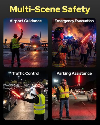 1 Pack 16 Inch Traffic Wand, Rechargeable Traffic Control Wand with 2 Flashing Modes, Multifunction Traffic Safety Baton for Airport, Parking, Car Directing in Saudi Arabia