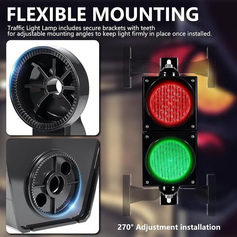 Red/Green 200mm/8in Traffic Light, PC Housing Waterproof Outdoor LED Traffic Light Lamp, Industrial Stop and Go Lights Cobweb Lens Safety Lights (AC85-265V) in Kuwait