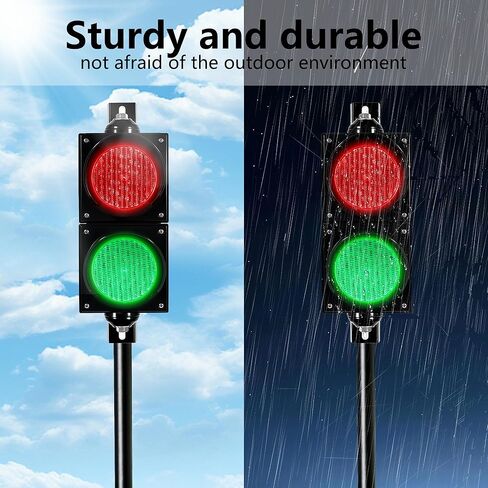 Red/Green 200mm/8in Traffic Light, PC Housing Waterproof Outdoor LED Traffic Light Lamp, Industrial Stop and Go Lights Cobweb Lens Safety Lights (AC85-265V) in Kuwait