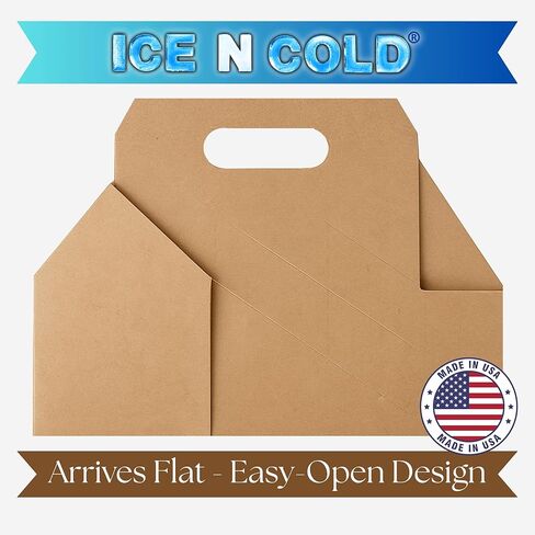 ICE N COLD® 6 Pack Bottle Carrier Kraft Cardboard – Wine & Beer Bottle Holder – Beverage Carryout Packaging for Liquor Stores, Breweries, Grocery & Retail (10, Kraft, 6-P) in Kuwait