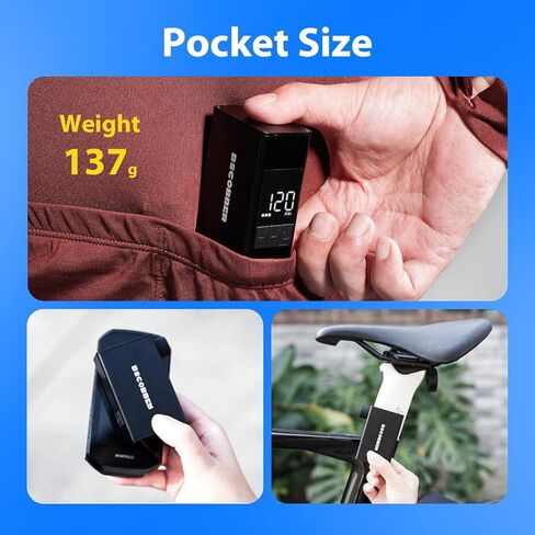 مضخة دراجة ذكية صغيرة، مضخة كهربائية مع أوضاع محددة مسبقًا، مضخة إطارات كهربائية لاسلكية 120 رطل لكل بوصة مربعة مع شاشة رقمية ± 0.1 رطل لكل بوصة مربعة، مضخة هواء محمولة ذات إيقاف تلقائي للدراجات الجبلية على الطرق in Kuwait