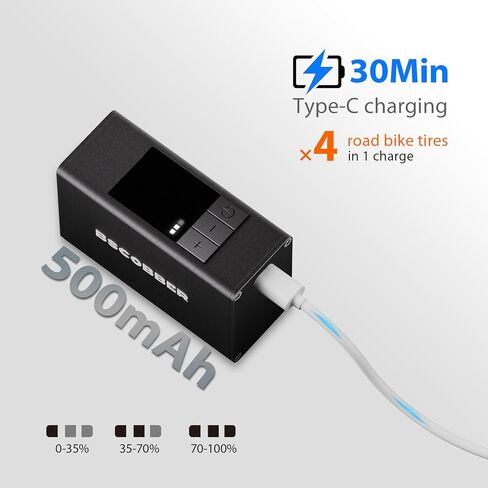 مضخة دراجة ذكية صغيرة، مضخة كهربائية مع أوضاع محددة مسبقًا، مضخة إطارات كهربائية لاسلكية 120 رطل لكل بوصة مربعة مع شاشة رقمية ± 0.1 رطل لكل بوصة مربعة، مضخة هواء محمولة ذات إيقاف تلقائي للدراجات الجبلية على الطرق in Kuwait