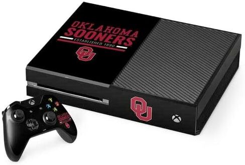 Skinit Decal Gaming Skin Compatible with Xbox One Console and Controller Bundle - Officially Licensed University of Oklahoma Sooners Cracked Design in Saudi Arabia