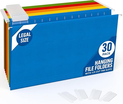 30 Pack Hanging File Folders Legal Size - Colored Hanging Folders for Filing Cabinet with 1/5-Cut Adjustable Tabs Files for Filing Cabinet Organizer File Hangers for Files Cabinets with Hooks in Kuwait