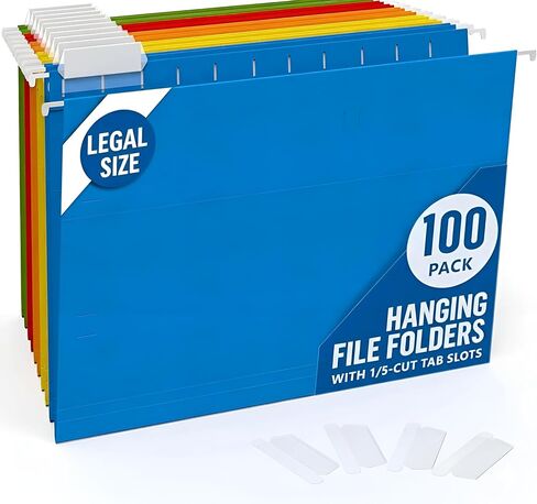 30 Pack Hanging File Folders Legal Size - Colored Hanging Folders for Filing Cabinet with 1/5-Cut Adjustable Tabs Files for Filing Cabinet Organizer File Hangers for Files Cabinets with Hooks in Saudi Arabia