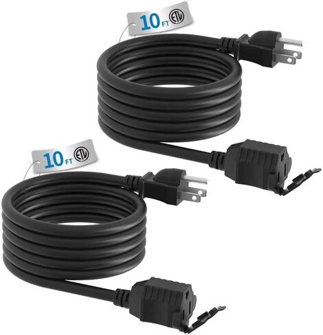 TiFFCOFiO Indoor Outdoor Extension Cord Waterproof, 6 Feet 3 Prong Power Cord for Home and Garden, 16 AWG, 13A/1625W, ETL Listed, 2 Packs in Saudi Arabia