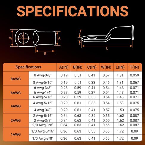 227pcs Battery Cable Ends Kit,AWG 2 4 6 8 1/0 2/0 Gauge,0 Gauge 00 Gauge Heavy Duty Wire lugs, 3/8" Ring Terminal Connectors with 3:1 Heat Shrink Tube & Storage Box in Kuwait