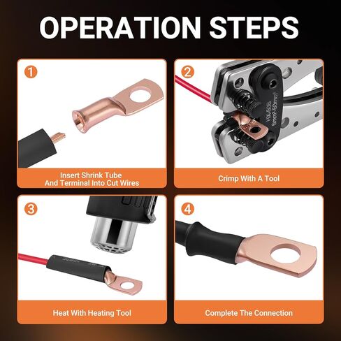 227pcs Battery Cable Ends Kit,AWG 2 4 6 8 1/0 2/0 Gauge,0 Gauge 00 Gauge Heavy Duty Wire lugs, 3/8" Ring Terminal Connectors with 3:1 Heat Shrink Tube & Storage Box in Kuwait